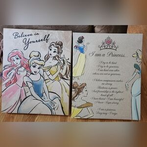 Disney Princess Inspirational Canvas Art - Yellow, Blue, Gold